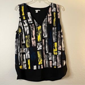 Halogen Multicolor Sleeveless Lined V neck  Tank Blouse size L